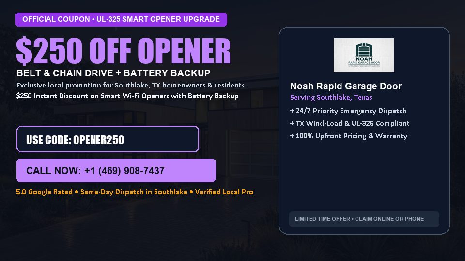 Noah Rapid Garage Door $250 OFF Premium LiftMaster Opener Installation in Southlake, TX