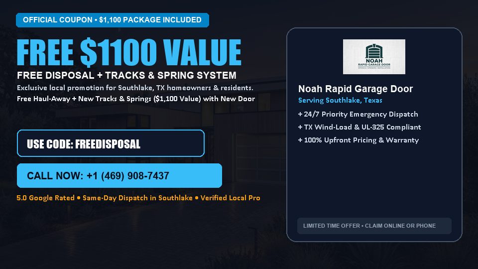 Noah Rapid Garage Door FREE Haul-Away & Heavy-Duty Tracks with New Door in Southlake, TX
